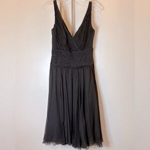 Tadashi Shoji Elegant Dark Chocolate Brown Midi Swing Dress